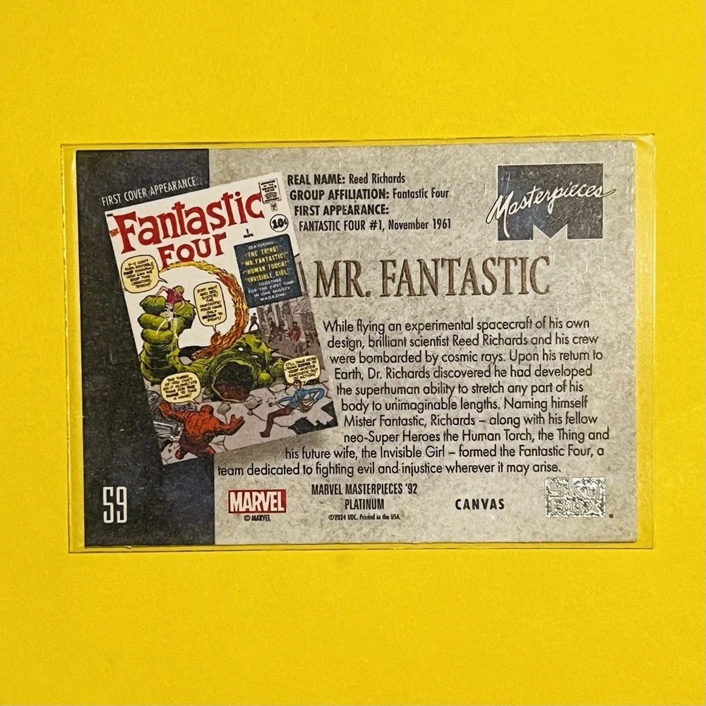 2024 Upper Deck Marvel Masterpieces '92 Platinum‎ Mr. Fantastic Canvas #59 Card